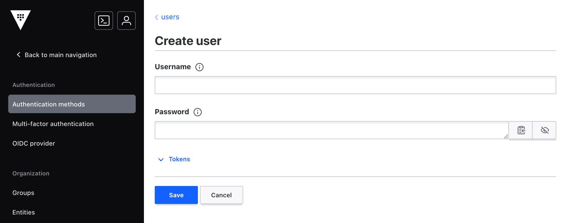 create username and password
fields